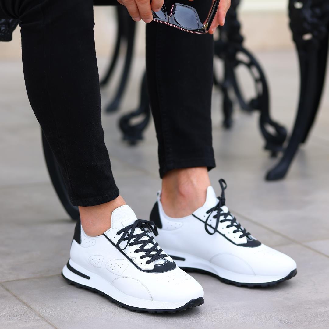 

Sail Lakers - Белые кожаные мужские повседневные туфли на шнуровке