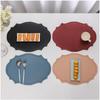 Leather Placemats Irregular Shape Waterproof Pad for Kitchenware Coffee Cup Pot Plate Knife Fork Home Dining Plate Mat