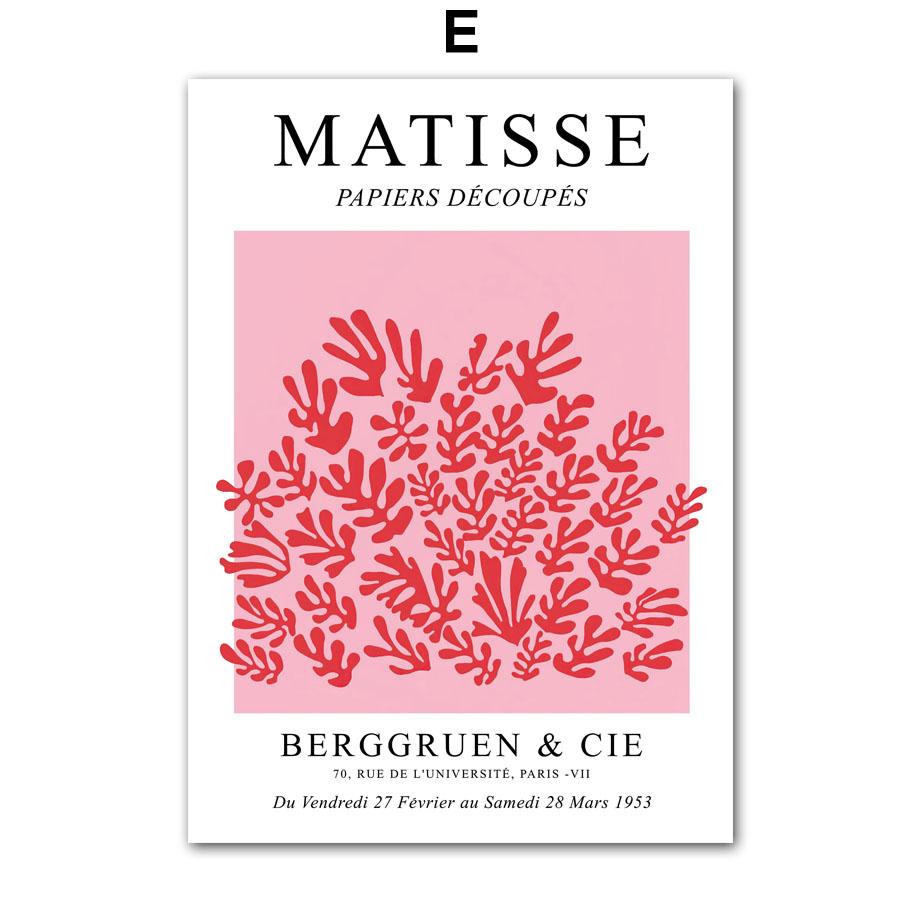 Ροζ Πεταλούδα Ματίς Κόκκινο Λουλούδι Παστέλ Αφηρημένη Τέχνη Τοίχου Καμβάς Ζωγραφική Αφίσες και Εκτυπώσεις Εικόνες Διακόσμηση Σαλονιού