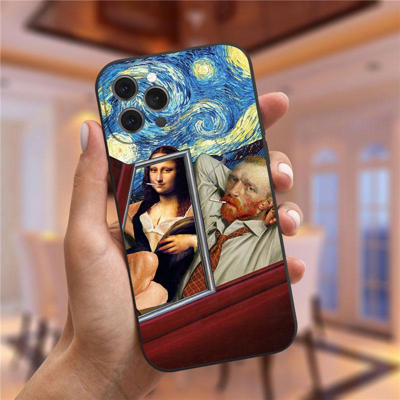 Vincent Van Gogh Starry Night Flower Phone Case For Iphone 13 12 11 Pro Max Mini X XR XS 8 7 6S Plus Mona Lisa David Soft Cover