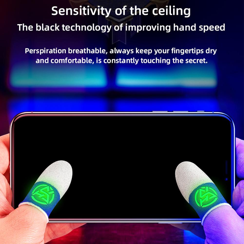 Mobile Finger Sleeve Breathable Nightlight Finger Thumb Gloves Sweatproof Anti Slip Splicing Gamers Gloves for PUBG Phone Gaming