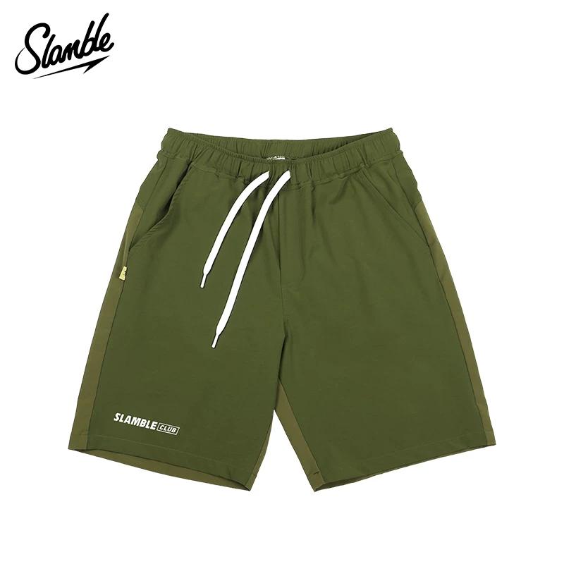 Slamble Summer Color Matching Shorts Men s Sports Quick-Drying Loose Basketball Fitness Running Half Length Middle Pants Fashion M зелёный