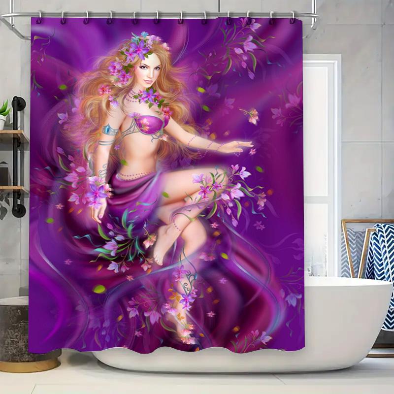 

Christmas-themed cat shower curtain gift idea, featuring a festive green design with holiday decorations and a cute kitty in San 90x180cm