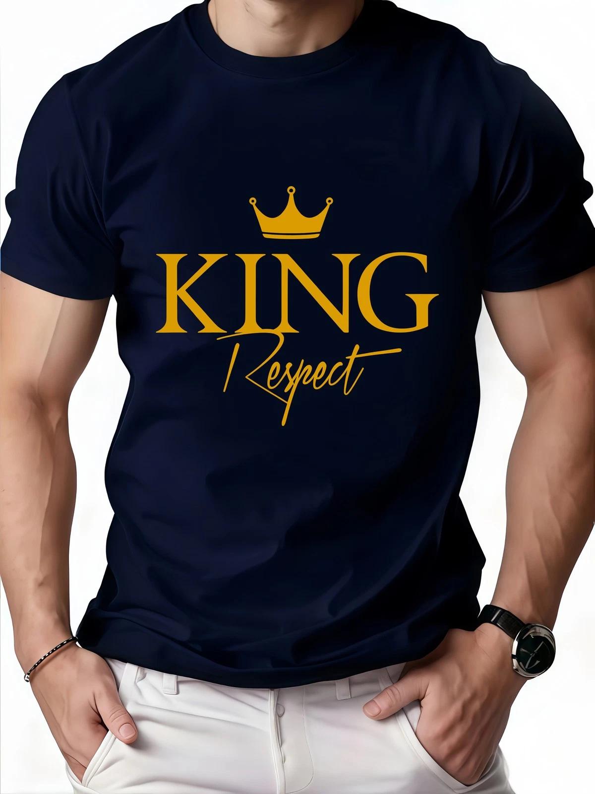 King Crown Respect Graphic T-Shirt Men s Stylish Royal Streetwear Tee XXXXL
