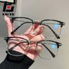 Retro Eyebrow Frame Reading Glasses Anti-Blue High Definition Eye Protection Metal Half Frame Middle-Aged And Elderly High-Grade Reading Glasses