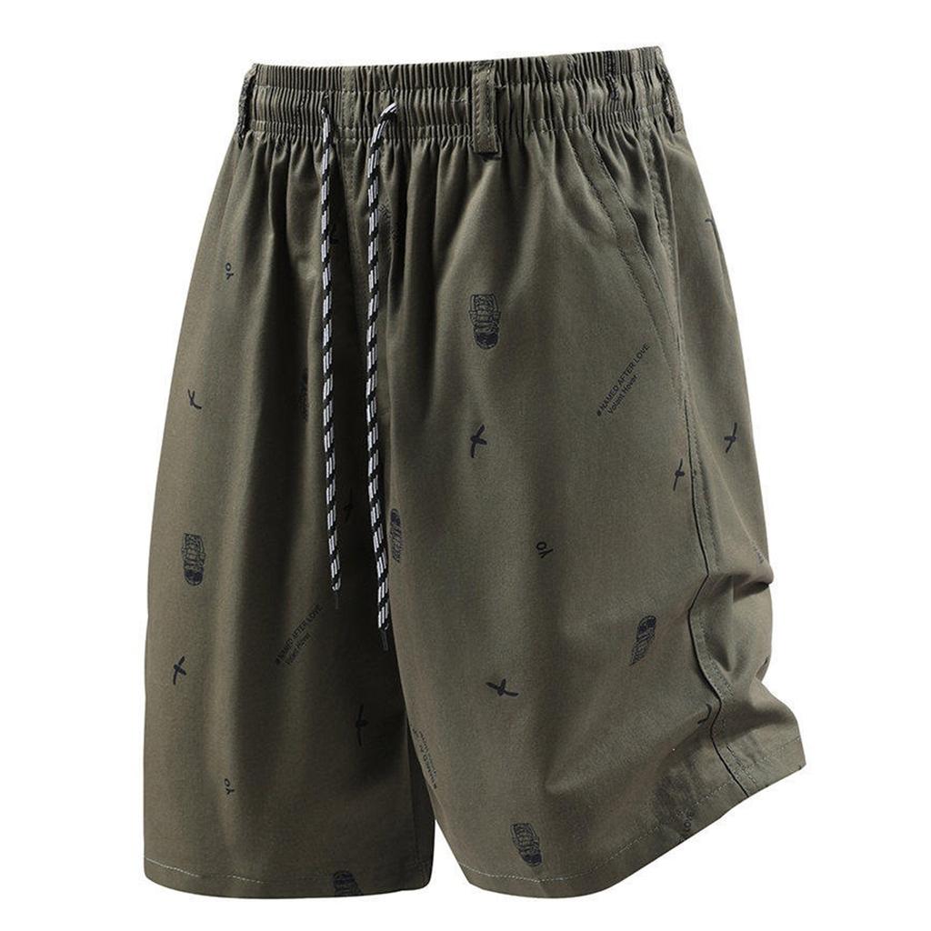 Men's Relaxed Fit Drawstring Waist Casual Shorts with Elastic and Printed Pattern for Everyday Wear and Comfort