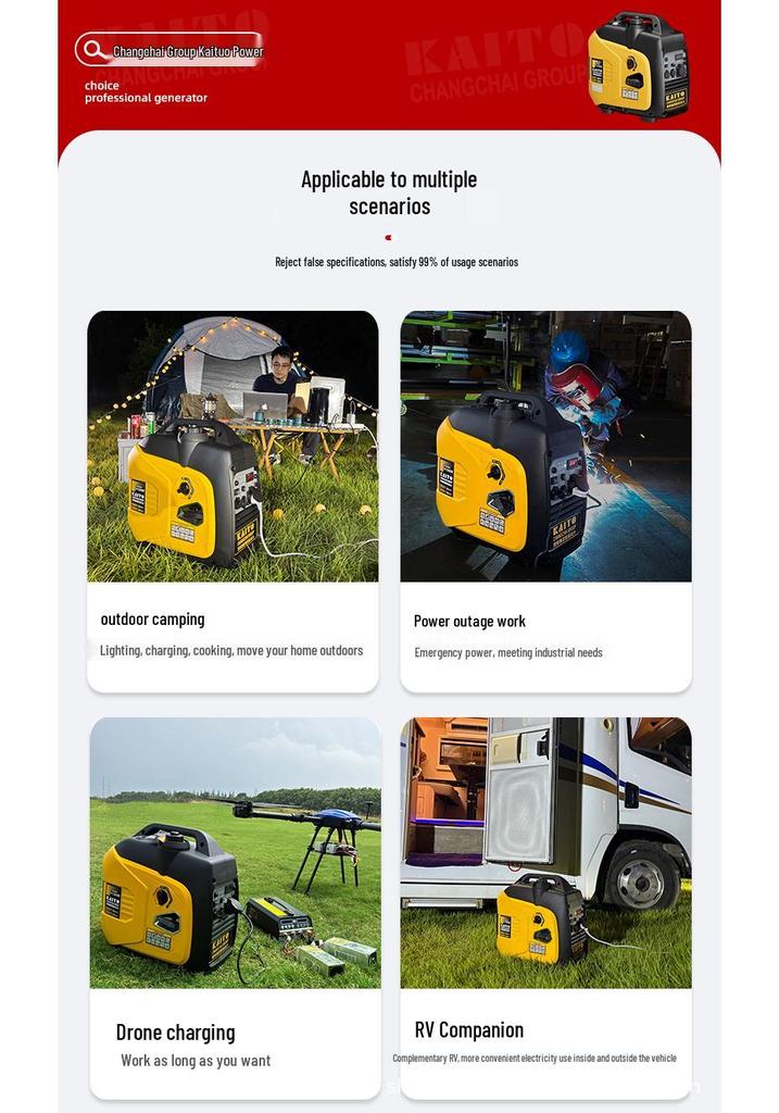 Changchai Kaituo 220V Silent Portable Inverter Generator for Home & Camping