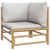 Vidaxl 5-Cz. Garden Furniture Set, Light Grey Cushions, Bamboo