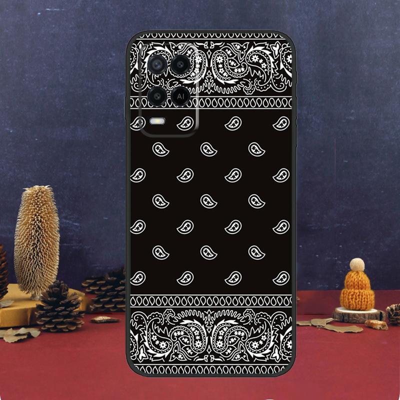 Black Bandana Paisley Case For Oppo A16 A76 A96 A17 A57 A40 A60 A80 A98 A58 A78 A18 A38 A54 A74 A94 A15 A5 A6 Pro