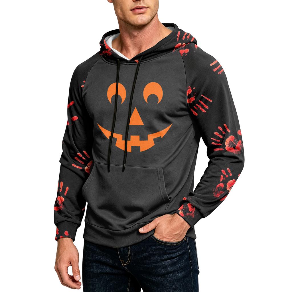 Men's Loose Fit Printed Hoodie with Pocket and Drawstring Casual Sweatshirt for Everyday Wear