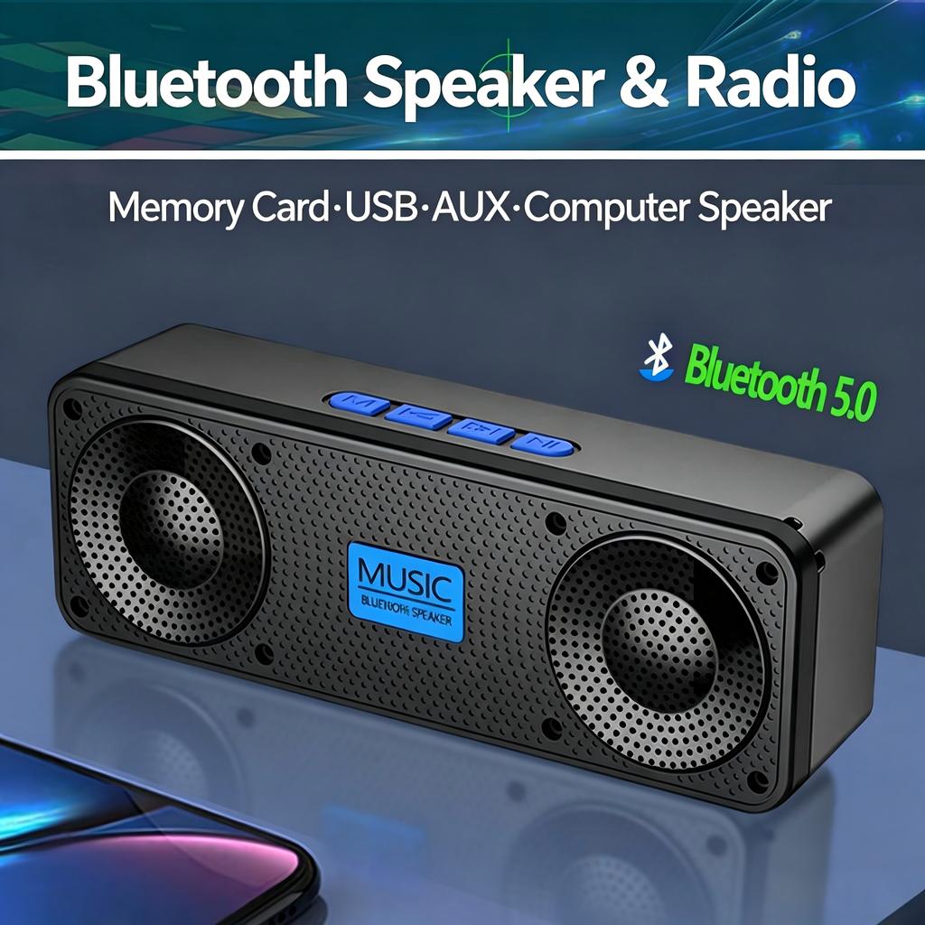 S18 Bluetooth-Lautsprecher mit Subwoofer, UKW-Radio, 20h Akkulaufzeit, Wasserdicht, Stereo für Handy/PC Outdoor