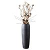Black Zen-Style Ceramic Floor Vase for Dried Flowers - Retro Terracotta Ornament