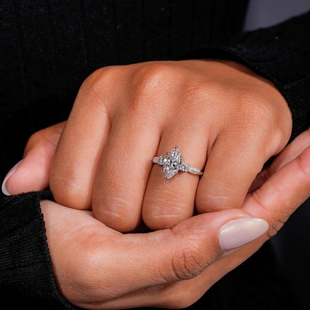 Temu Jewelry Temperament Big Horse Eye Zircon Ring Fashion Engagement Women Diamond Ring