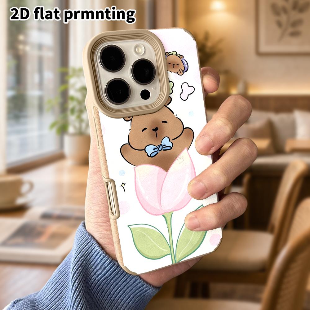 Phone Case: Lambskin 2D Flat Samsung Galaxy A34 A35 M05 M06 S20 S22 S21 FE Plus 5G Protective Case, Tulip Capybara, Christmas and Halloween Gift