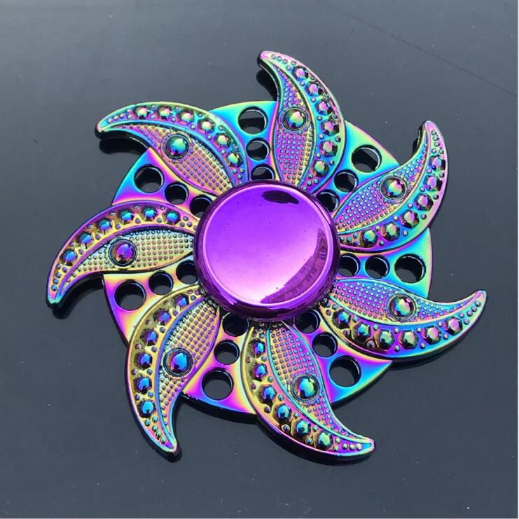 Colorful Zinc Alloy Fidget Spinner: Black Tech Stress-Relief Toy for Students and Kids.