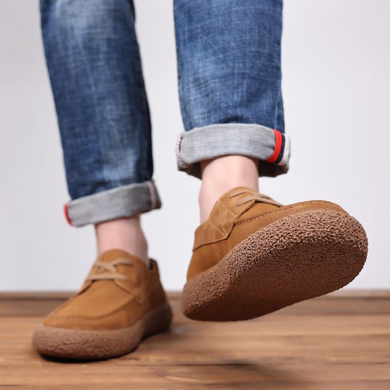 Mode Modetrender Herrar Fritidsskor Handgjorda Bekväma Herrskor Kvalitet Ko Mockaläder Platta Herrar Tjocksulade Sneakers Herrskor