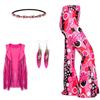1970s Hippie Party Costume Set With Fringe Vest Groovy Pants And Bandana Earrings For Fashion Themed Event