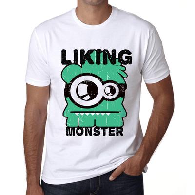 Men’s Vintage Tee Shirt Graphic T Shirt Liking Monster White