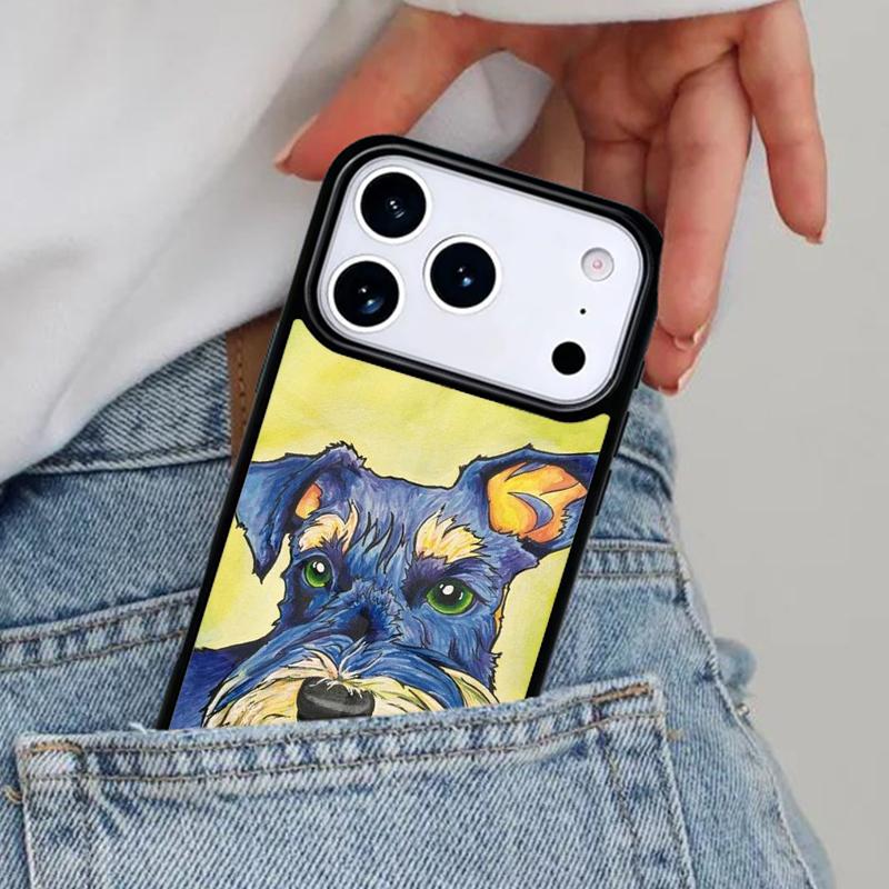 Cartoon Schnauzer Dog Phone Case for iPhone 16e 15 14 13 12 17 Pro Max Plus Air 17pro Cover Coque