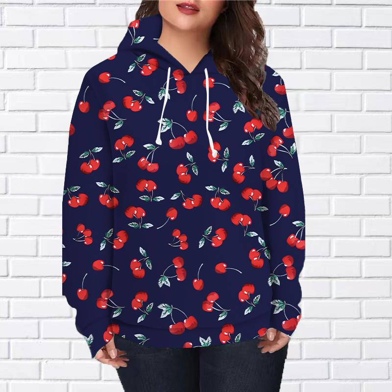 Осенняя новая 3D-печатная цифровая толстовка с принтом вишни женская бейсбольная форма 8XL темно-синий