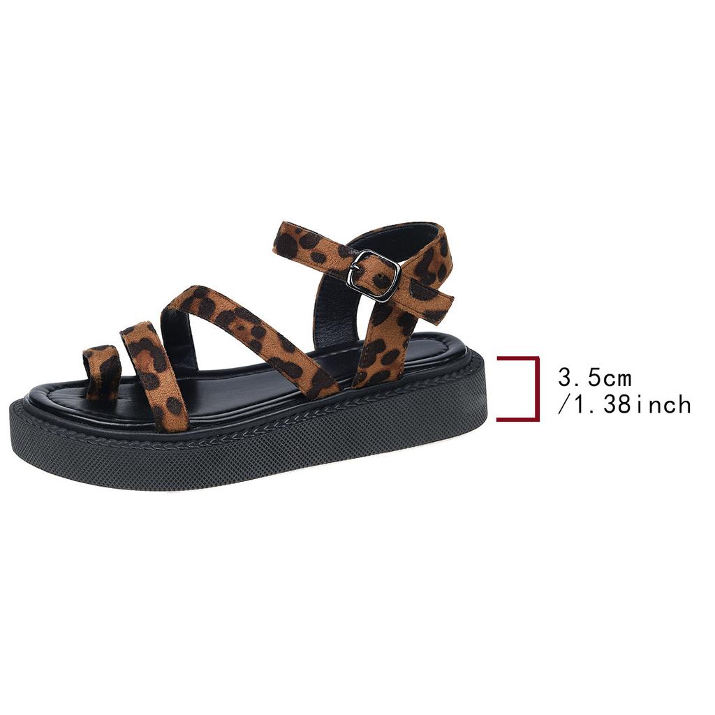 Women's Sandals New Flat Casual Shoes Women's Fashion Outdoor Leopard Print Beach Women's Thick Sole Sandals Sandalias De Mujer