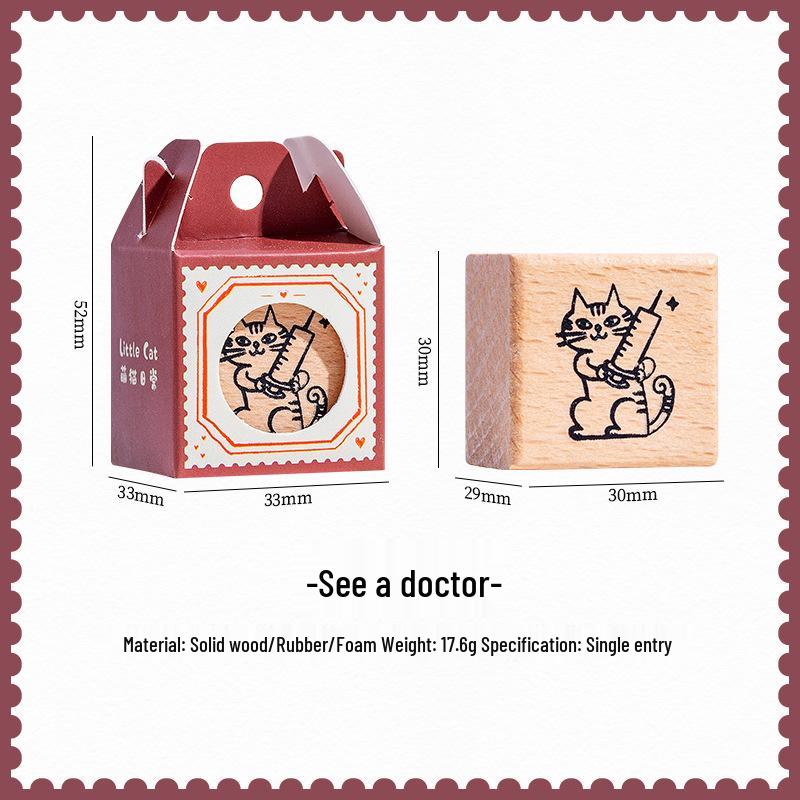 Adorable Cat Wooden Stamp for Diary & DIY Decoration - Choose from 8 Styles