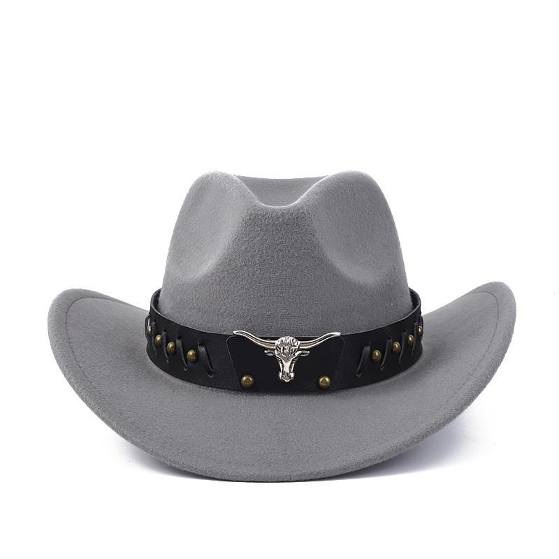 Western Cowboy Wool Felt Hat With Knot Embellishments For Autumn Winter Fashion