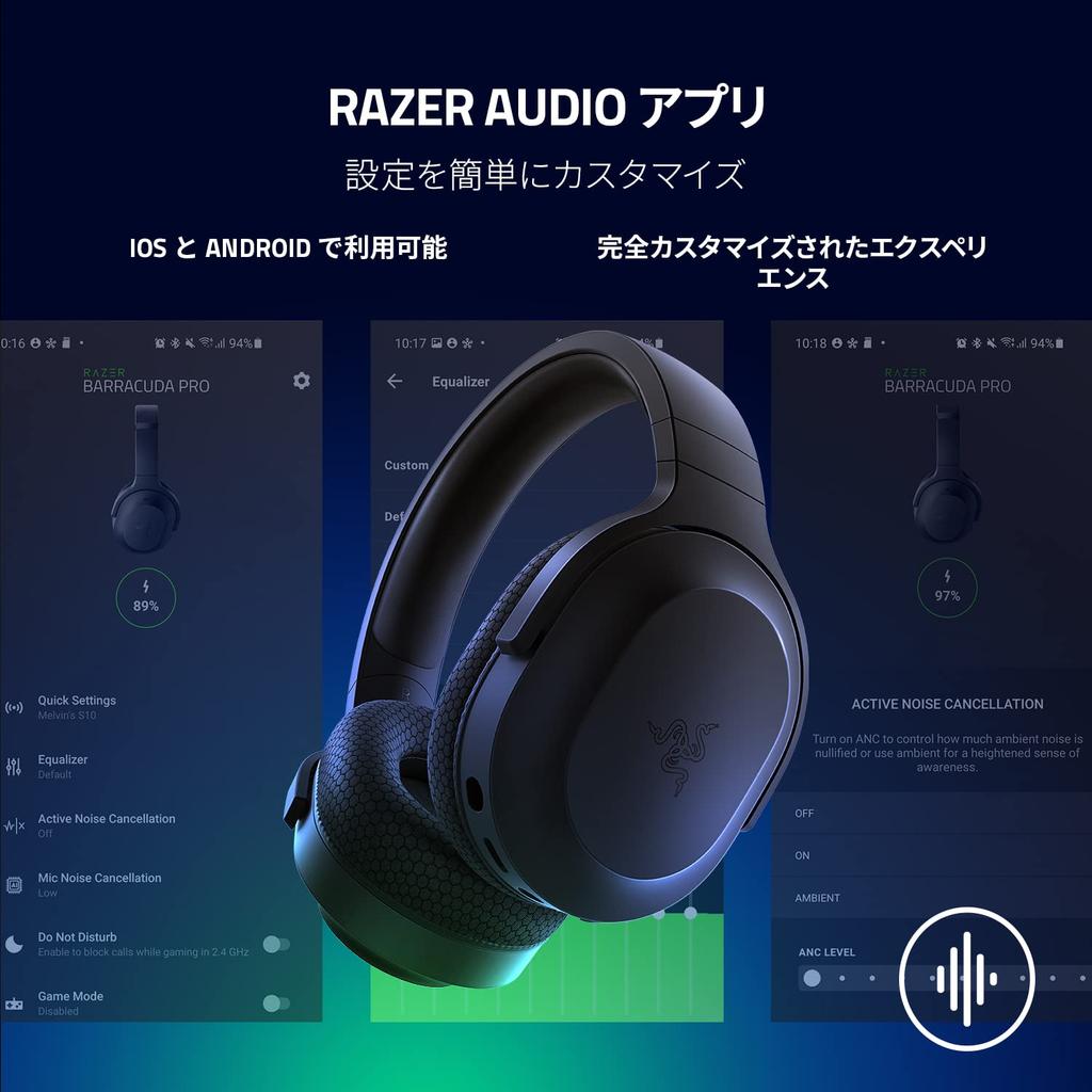 Razer Barracuda X Wireless Gaming Headset with TriForce 40mm Detachable HyperClear Cardioid 50 Hours of Battery Dongle for Quick Compatible with and