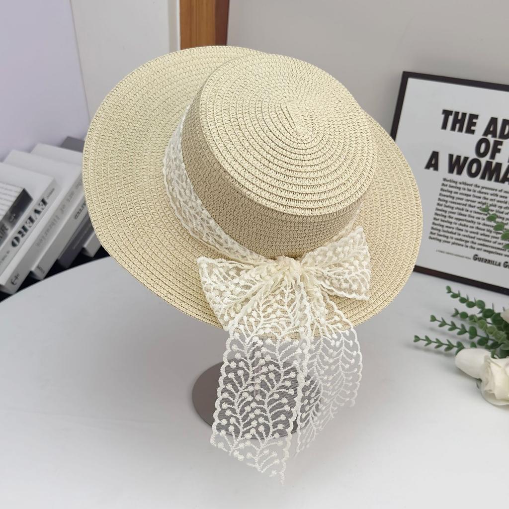 Summer French Flat Edge Beach Hat Seaside Vacation Sun Protection Versatile Top Hat Premium Sunshade Straw Hat Women
