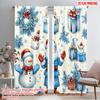 2pcs,2D Plane Printing Window Curtain Cute Snowman Christmas Wreath Festive Season (3) Versatile 100% Polyester (without Rod)