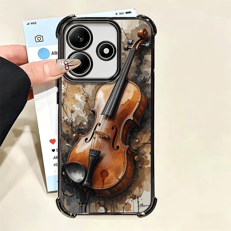 Violin Music Plating Phone Case For Xiaomi Poco X5 X6 X7 X8 Pro Max F8 Ultra F7 M8 M7 M5S Redmi 15C 15 14C 13C 13 X3 12C F6