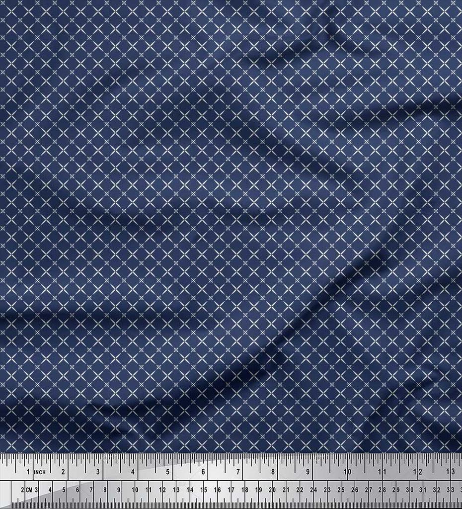 Soimoi Japan Crepe Satin Fabric Geometric Small Print Fabric by Metre 42 Inch