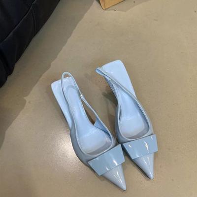 French Temperament Socialite Black High Heels Women's Shoes 2025 New Design Pointed Head Shallow Mouth Thin Heel Empty Sandals