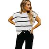 Women's Short-Sleeve Striped Pullover Sweater - Casual & Versatile European/American Style