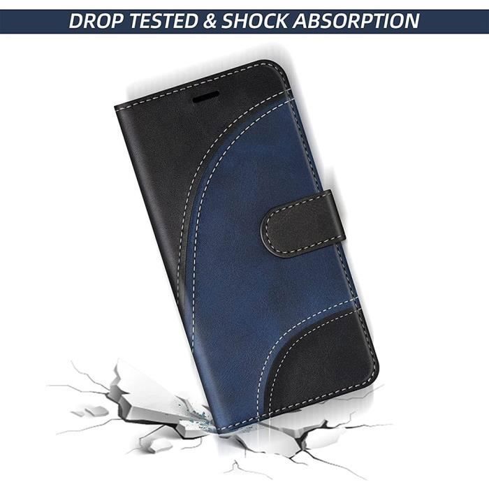 Coque pour Samsung Galaxy A52s 5G et A52 5G-4G - BOOLING - Motif vague - Noir - Cuir PU - 2 Verres Trempés