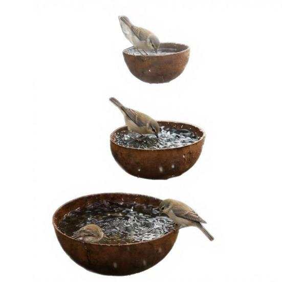 

3Pcs Metal Bird Feeder Rust-Resistant Insect Bird Water Bath Drinking Cups Ornament Hanging Outside for Garden Decor B