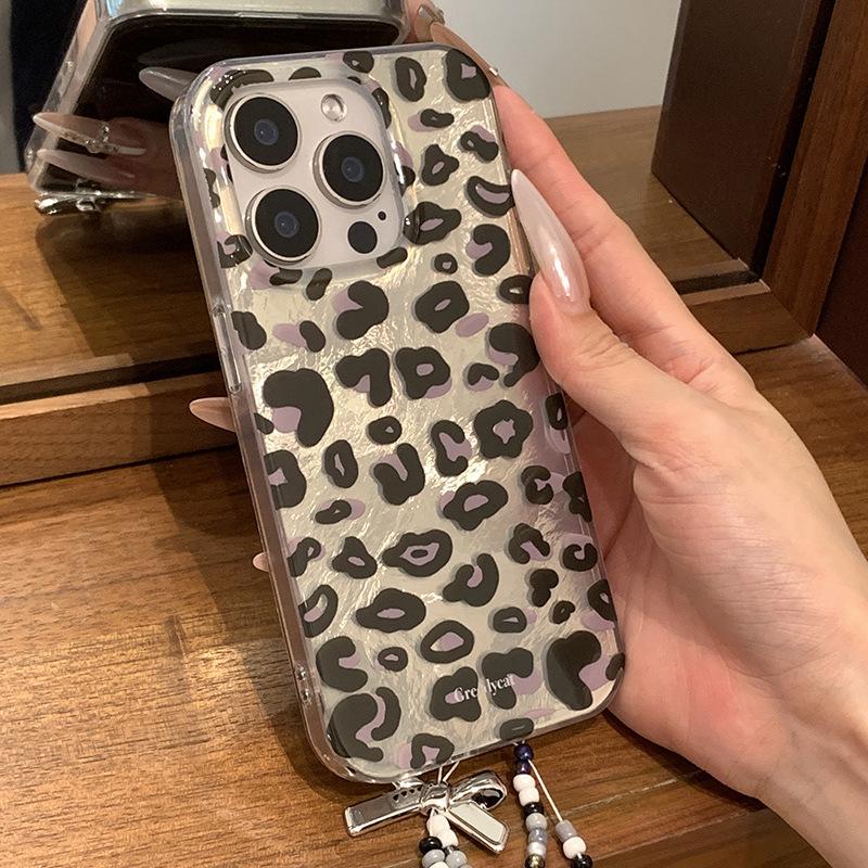 Ins Personalized Girl Black Leopard Print Suitable for IPhone16promax Mobile Phone Case Apple 15pro Hard Case