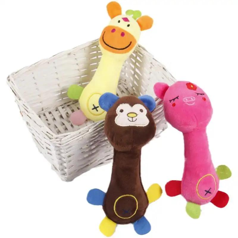 Squeaky Plush Chew Toys For Dogs And Cats Durable Smiley Animal Teethers With Bite Resistant Design Pet Supplies
