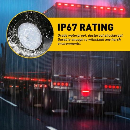 2X 4"inch Round LED Truck Trailer Stop Turn Tail Reverse Light Waterproof 12-LED