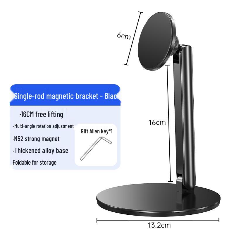 Suporte de Mesa Ajustável em Alumínio para Tablet e Celular com Montagem Magnética