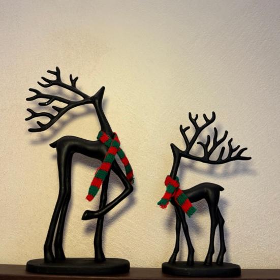1/2 יחידות פסל אייל חג המולד עם צעיף פסלון צללית אייל מינימליסטי פיסול צבי קישוט קישוט שולחני לבית למשרד