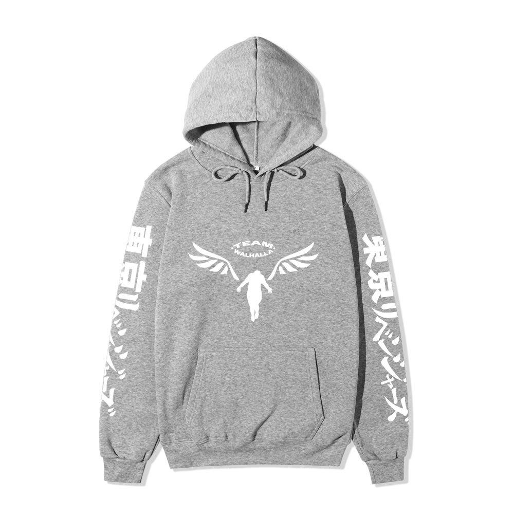 Men Women Fleece Hoodie Tokyo Revengers Walhalla Logo Autumn Winter Japanese Letter Street Long Sleeve Anime Sweatshirt