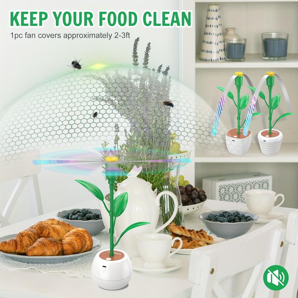 3pcs Fly Fans for Tables Fly Repellent Fans Battery Powered Bug Fan Indoor Outdoor Portable Table Fly Fans for Picnic Party BBQ,