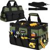 Sac à outils robuste 15 pouces, 16 poches, organisateur de rangement portable vide, organisation de la boîte à outils, sac à outils de transport à poignée souple avec grande fermeture éclair