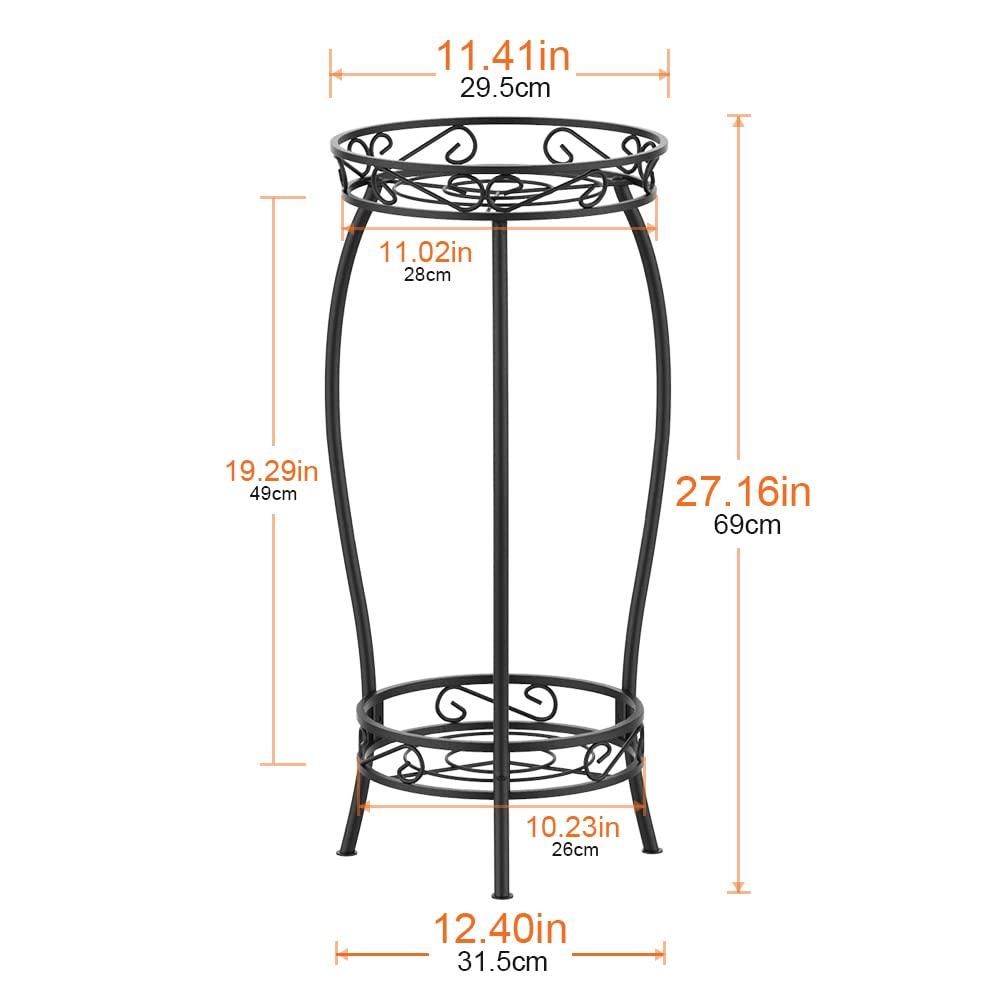 Flower Flower 69cm Gardening Flower Pot Black Stand, Indoor, 2-tier, Shelf, Iron, High, Rack, Home, Office, Garden, Stand, (black)