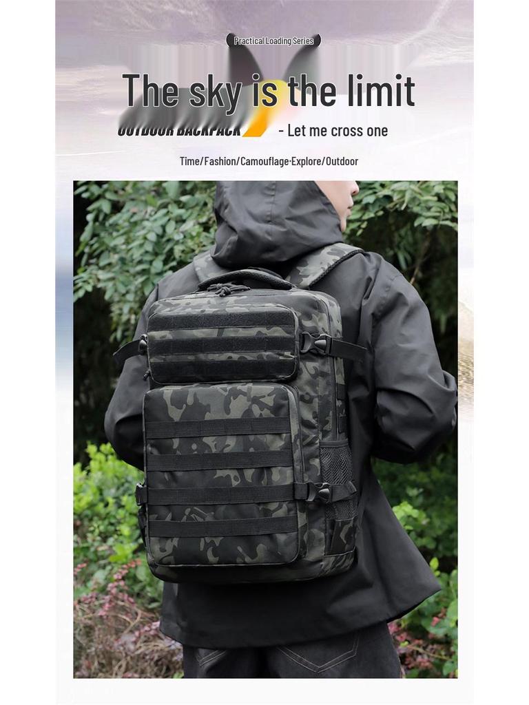 Tactical Camouflage Double Shoulder Backpack for Outdoor Hiking and Climbing, Large Capacity.