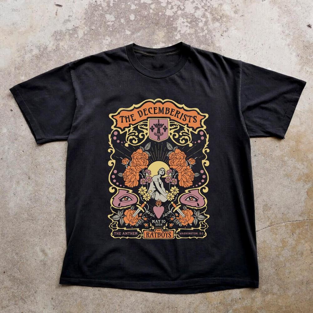 NEW The Decemberists Band 2024 Concert Short Sleeve Black All Shirt Unisex T-Shirt XXXXL