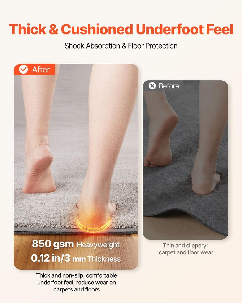 Rug Pad 2.44 x 3.05 m, Non-slip Carpet Area Pad, Rug Mat Padding with Dual Surface Felt Cushion & Rubber Gripper, Hardwood Floor Protection for All