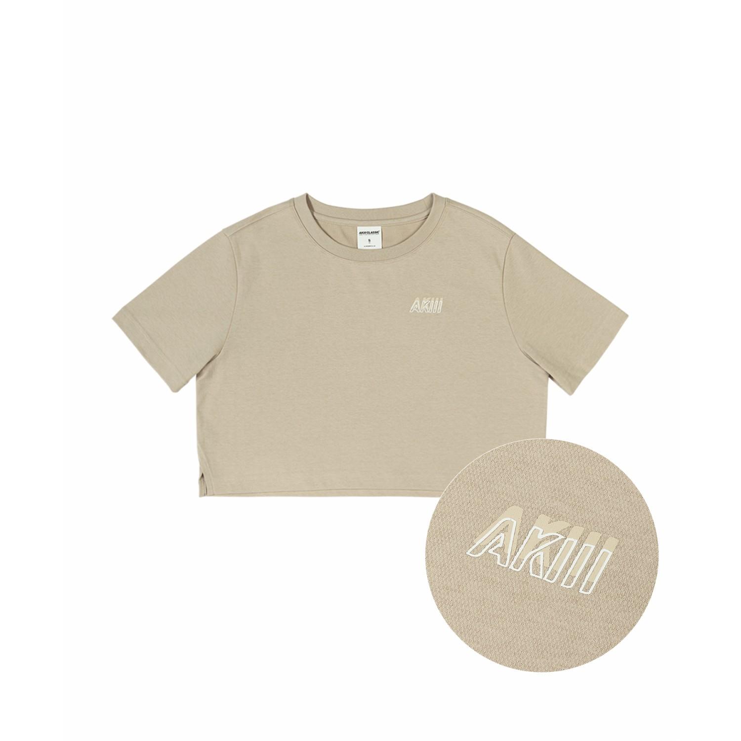 Aki Classic Plain Crop Short Sleeve Tee Sand Sand/L(95-100)