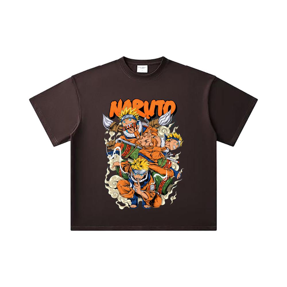 260 GSM Double Yarn 32 Count 100% Cotton Naruto V18 Print Unisex Heavy Cotton T Shirt